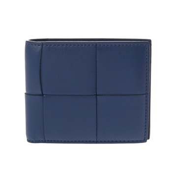 ボッテガ ヴェネタ コンパクトウォレット イントレチャート ブルー レザー ユニセックス 財布 【中古】【purse】