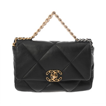 シャネル CHANEL19 ハンドバッグ  ブラック AS1160 シャイニーラムスキン レディース バッグ 【中古】【bag】