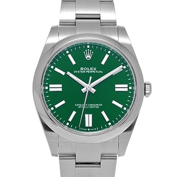 ロレックス オイスターパーペチュアル 41 124300 グリーン メンズ 時計 【中古】【wristwatch】
