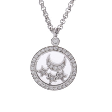 ショパール スタームーン ハッピーダイヤ ネックレス シルバー 79/3926/450 K18ホワイトゴールド WG レディース ジュエリー 【中古】【jewelry】
