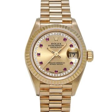 ロレックス デイトジャスト 69178LR シャンパン/ミリヤードダイヤモンド/ルビー レディース 時計 【中古】【wristwatch】