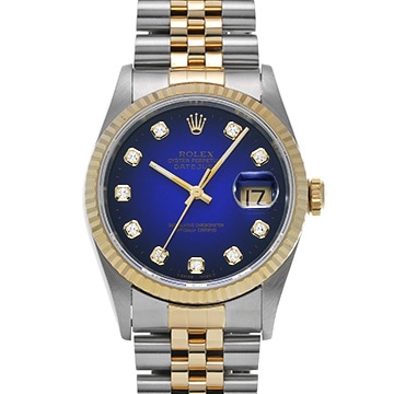 ロレックス デイトジャスト 16233G ブルー・グラデーション/ダイヤモンド メンズ 時計 【中古】【wristwatch】