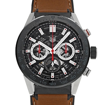 タグ ホイヤー カレラ キャリバーホイヤー02 クロノグラフ CBG2A10.FT6169 ブラック メンズ 時計 【中古】【wristwatch】