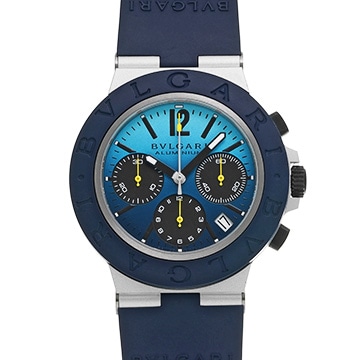 ブルガリ アルミニウム クロノグラフ カプリ 103844 ブルー メンズ 時計 【中古】【wristwatch】