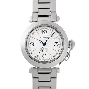 カルティエ パシャC ビッグデイト W31044M7 ホワイト ユニセックス 時計 【中古】【wristwatch】