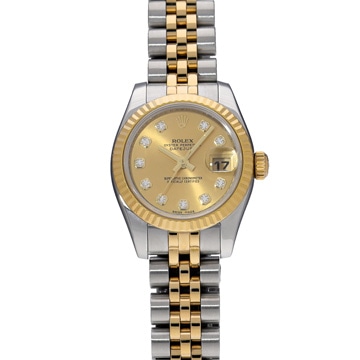 ロレックス デイトジャスト 179173G シャンパンコンピュータ/ダイヤモンド レディース 時計 【中古】【wristwatch】