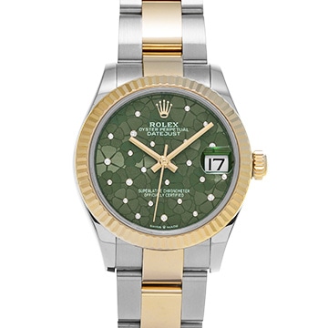 ロレックス デイトジャスト 278273 オリーブグリーン フローラルモチーフ/ダイヤモンド ユニセックス 時計 【中古】【wristwatch】