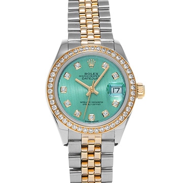 ロレックス デイトジャスト 279383RBR ミントグリーン/ダイヤモンド レディース 時計 【中古】【wristwatch】
