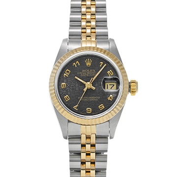 ロレックス デイトジャスト 69173 ブラックコンピュータ レディース 時計 【中古】【wristwatch】