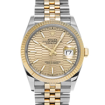 ロレックス デイトジャスト 126233 ゴールデン フルーテッドモチーフ メンズ 時計 【中古】【wristwatch】