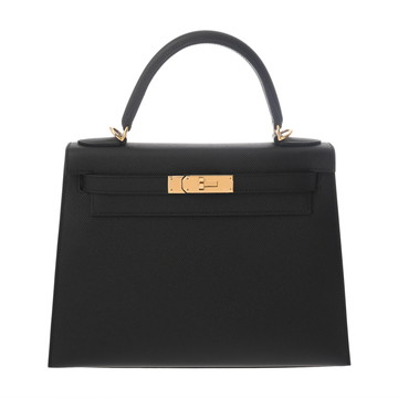 エルメス ケリー 28 外縫い ブラック ヴォーエプソン レディース バッグ 【中古】【bag】