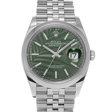 ロレックス デイトジャスト 36 126200 オリーブグリーン パームモチーフ メンズ 時計 【中古】【wristwatch】