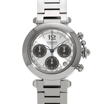 カルティエ パシャC クロノグラフ W31048M7 シルバー/ブラック メンズ 時計 【中古】【wristwatch】