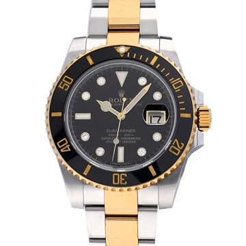 ロレックス サブマリーナ デイト 116613GLN ブラック/ダイヤモンド メンズ 時計 【中古】【wristwatch】