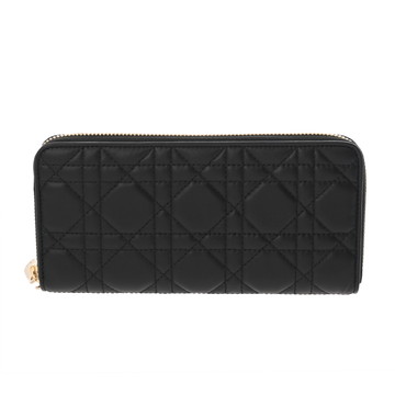 ディオール カナージュ Lady Dior Voyageur ウォレット ブラック S0007ONMJ_M900 ラムスキン レディース 財布 【中古】【purse】