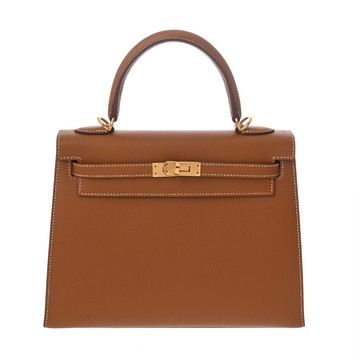 エルメス ケリー 25 外縫い ゴールド ヴォーエプソン レディース バッグ 【中古】【bag】