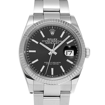 ロレックス デイトジャスト 36 126234 ブライトブラック メンズ 時計 【中古】【wristwatch】
