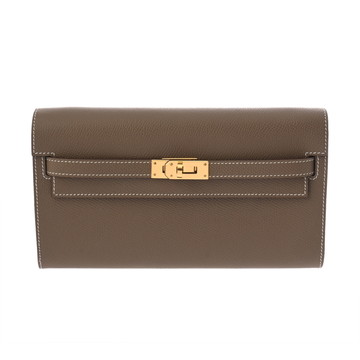 エルメス ケリーウォレット ロングトゥーゴー エトゥープ ヴォーエプソン レディース 財布 【中古】【purse】