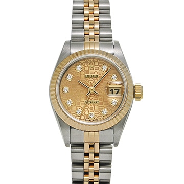 ロレックス デイトジャスト 69173G シャンパンコンピュータ/ダイヤモンド レディース 時計 【中古】【wristwatch】