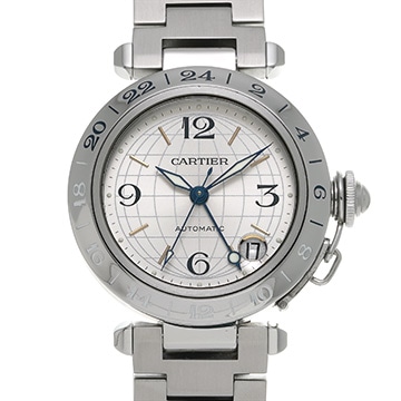 カルティエ パシャC メリディアン GMT W31029M7 シルバー ユニセックス 時計 【中古】【wristwatch】