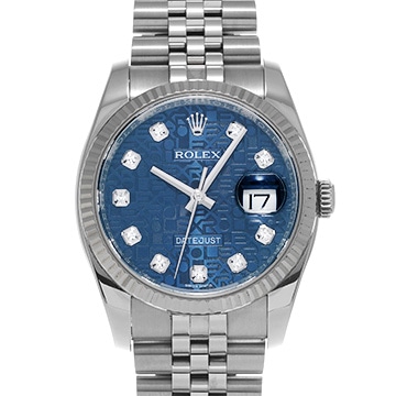 ロレックス デイトジャスト 116234G ブルーコンピュータ/ダイヤモンド メンズ 時計 【中古】【wristwatch】