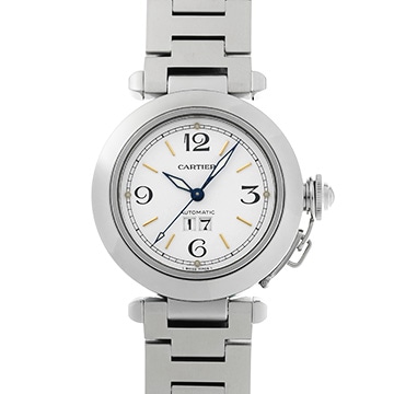 カルティエ パシャC ビッグデイト W31044M7 ホワイト ユニセックス 時計 【中古】【wristwatch】