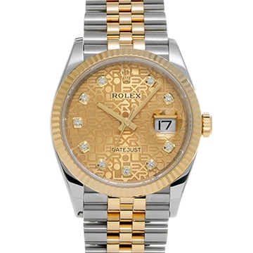 ロレックス デイトジャスト 36 126233G シャンパンコンピュータ/ダイヤモンド メンズ 時計 【中古】【wristwatch】
