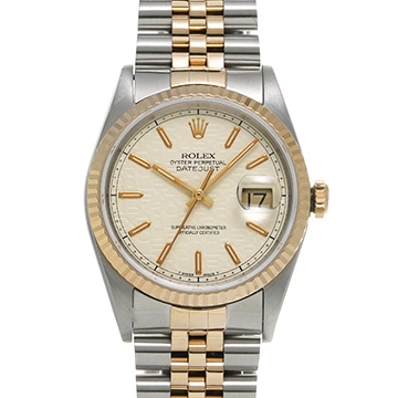 ロレックス デイトジャスト 16233 アイボリーコンピュータ メンズ 時計 【中古】【wristwatch】