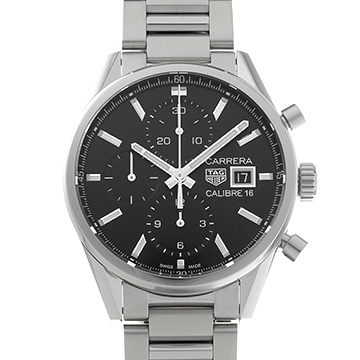 タグ ホイヤー カレラ キャリバー16 クロノグラフ CBK2110.BA0715 ブラック メンズ 時計 【中古】【wristwatch】