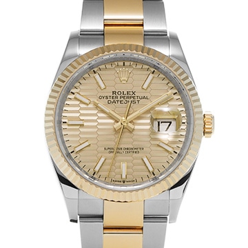 ロレックス デイトジャスト 36 126233 ゴールデン フルーテッドモチーフ メンズ 時計 【中古】【wristwatch】