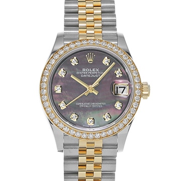 ロレックス デイトジャスト 278383RBR ブラックシェル/ダイヤモンド ユニセックス 時計 【中古】【wristwatch】