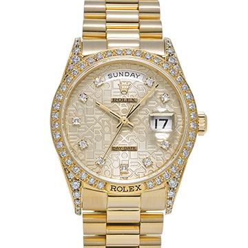 ロレックス デイデイト 18138 アイボリーコンピュータ/ダイヤモンド メンズ 時計 【中古】【wristwatch】