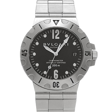 ブルガリ ディアゴノ スクーバ SD38S ブラック メンズ 時計 【中古】【wristwatch】