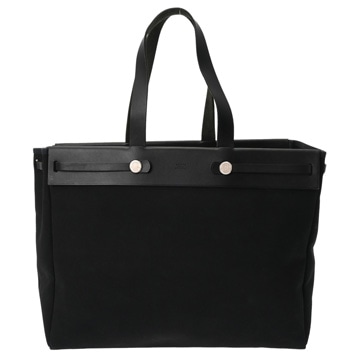 エルメス エールバッグ ジップ GM  ブラック トワルオフィシェ/ヴァッシュハンター ユニセックス バッグ 【中古】【bag】