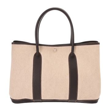エルメス ガーデンパーティ PM ナチュラル/マロン トワルアッシュ/ブッフルスキッパー レディース バッグ 【中古】【bag】