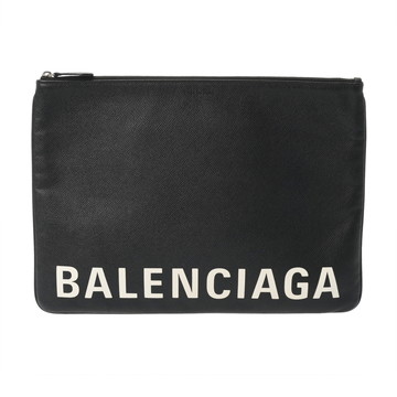 バレンシアガ ロゴ クラッチバッグ ブラック 579560 レザー ユニセックス バッグ 【中古】【bag】