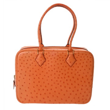 エルメス プリュム 28  オレンジ オーストリッチ レディース バッグ 【中古】【bag】