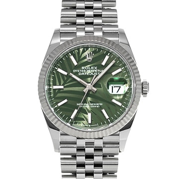 ロレックス デイトジャスト 36 126234 オリーブグリーン パームモチーフ メンズ 時計 【中古】【wristwatch】