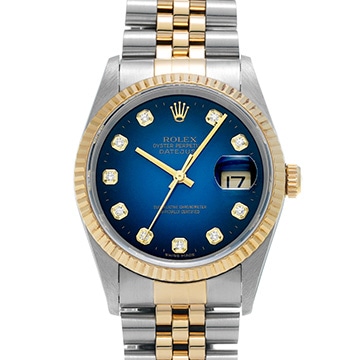 ロレックス デイトジャスト 16233G ブルー・グラデーション/ダイヤモンド メンズ 時計 【中古】【wristwatch】