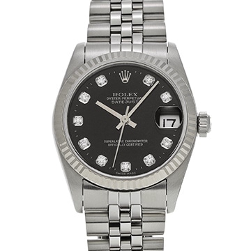 ロレックス デイトジャスト 68274G ブラック/ダイヤモンド ユニセックス 時計 【中古】【wristwatch】