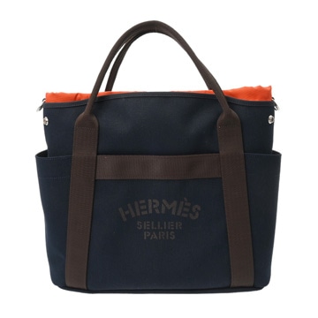 エルメス サックドパンサージュ  ネイビー/フー トワルシェブロン/ブライドルレザー ユニセックス バッグ 【中古】【bag】