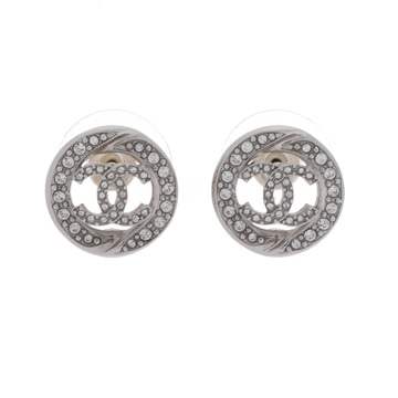 シャネル ココマーク サークル ピアス シルバー ABG157 メタル/ストラス レディース ジュエリー 【中古】【jewelry】