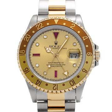 ロレックス GMTマスターII 16713RG シャンパン/ダイヤモンド/ルビー メンズ 時計 【中古】【wristwatch】