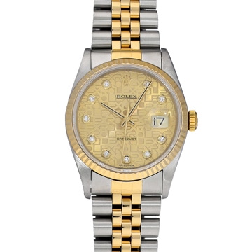 ロレックス デイトジャスト 16233G シャンパンコンピュータ/ダイヤモンド メンズ 時計 【中古】【wristwatch】