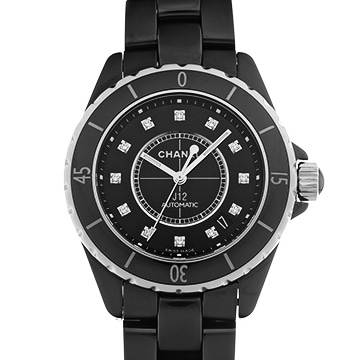シャネル J12 38MM H1626 ブラックラッカー/ダイヤモンド メンズ 時計 【中古】【wristwatch】