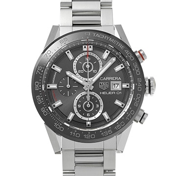 タグ ホイヤー カレラ キャリバーホイヤー01 クロノグラフ CAR201W.BA0714 グレー メンズ 時計 【中古】【wristwatch】