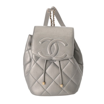 シャネル マトラッセ バッグパック  シルバー カーフスキン レディース バッグ 【中古】【bag】