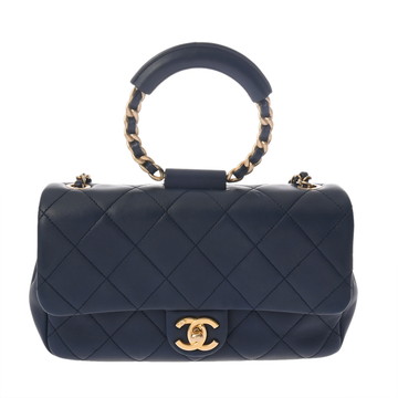 シャネル マトラッセ トップハンドル フラップバッグ ブルー AS1358 ラムスキン レディース バッグ 【中古】【bag】