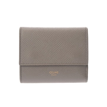 セリーヌ スモール トリフォールドウォレット ペブル 10B573BEL.10BL グレインドカーフ レディース 財布 【中古】【purse】
