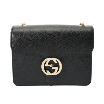 グッチ インターロッキングG チェーンショルダー ブラック 510304 520981 レザー レディース バッグ 【中古】【bag】